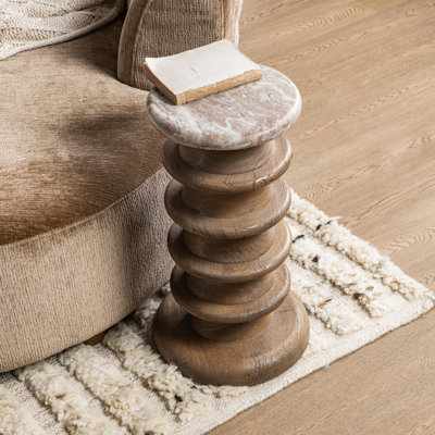 Alisa Round Marble Accent Table