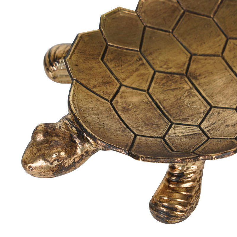 Plat en métal or et tortue tortue