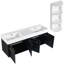 Meuble-lavabo de 60 po avec support de rangement, lavabo double en résine, finition châtaignier noir, charnières à fermeture douce, matériau en pouces, châtaignier, meuble-lavabo mural, portes, fabrication en contreplaqué