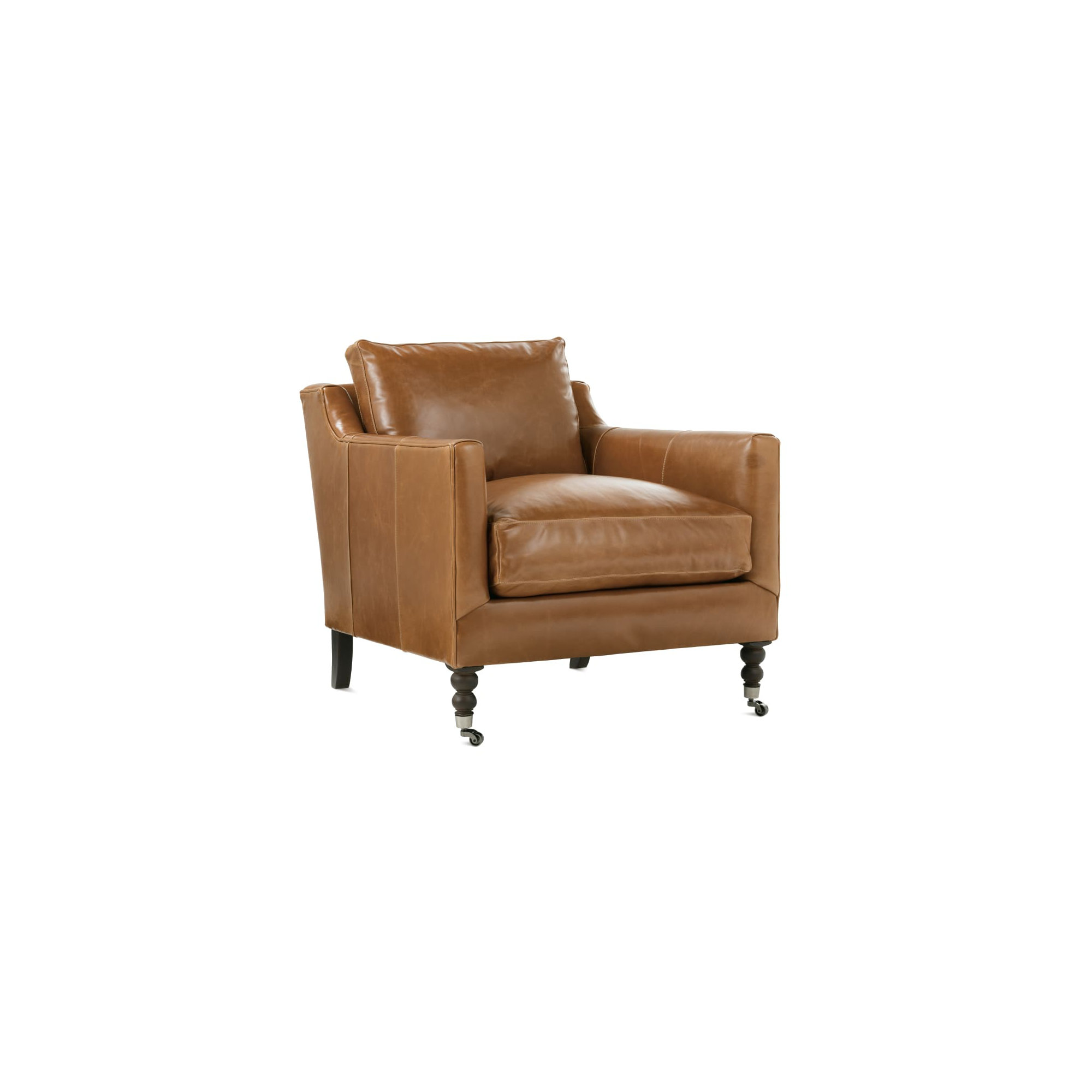 Madeline 33" W Armchair, Carob, Brown Genuine Leather