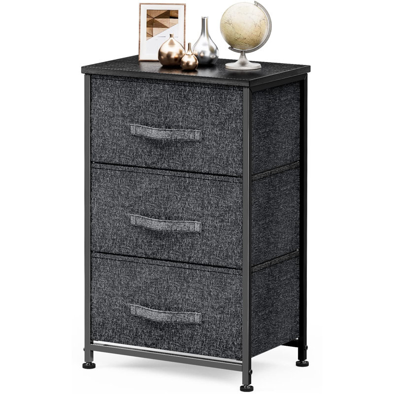 Blaire Steel 45 cm W Chest of 3 Drawers, Black