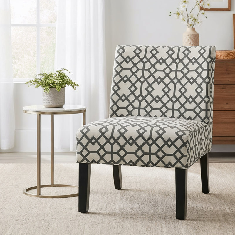 Aerius Upholstered Accent Chair, White/Gray