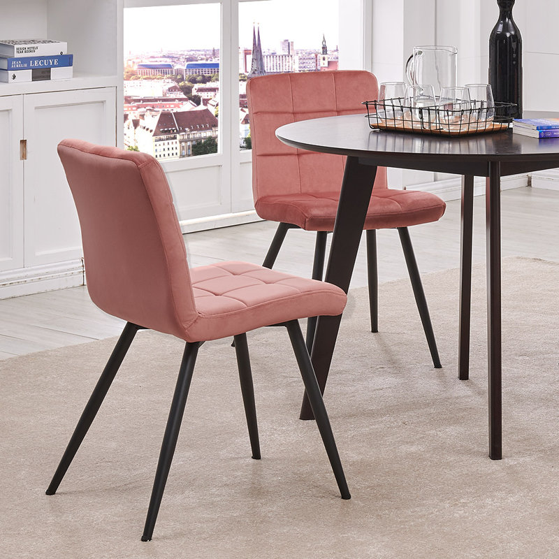 Leann Tufted Velvet Upholstered Back Side Chair, Pink Velvet