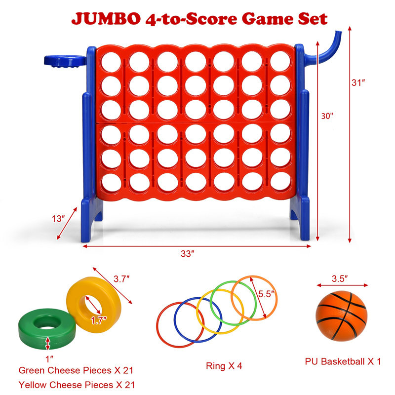 Ensemble de jeu géant pliable en plastique Gymax 4-to-Score, Bleu marine/rouge
