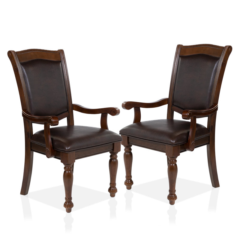 19'' H Faux Leather Upholstered Armchair, Brown Cherry