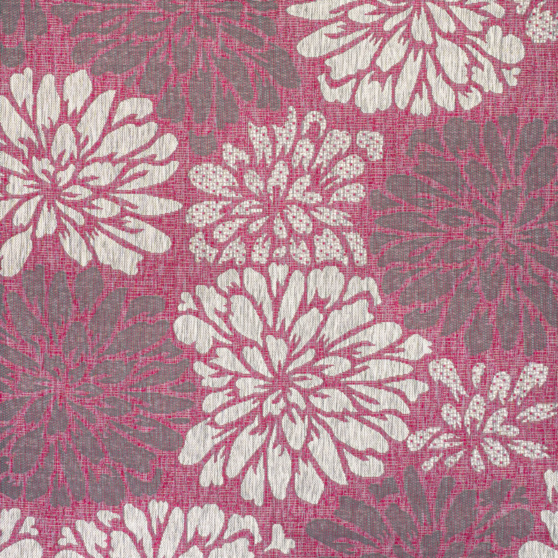 Tapis fuchsia / gris clair Zinnia, Carré 5 pi 3 po