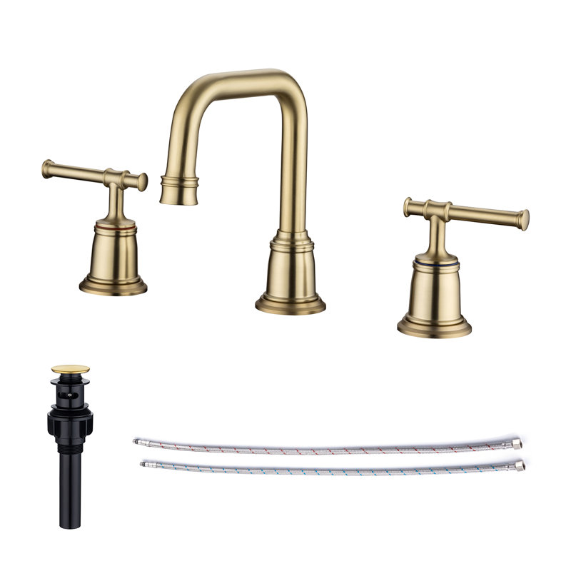2-handle Bathroom Faucet with Drain Assembly, Brushed Gold