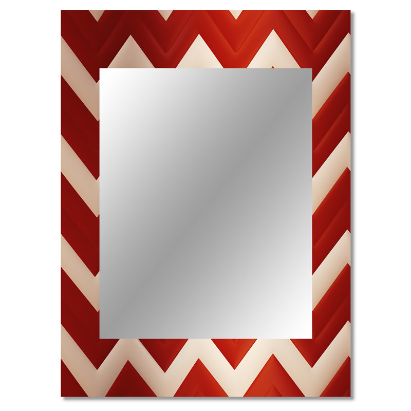 Fiery Red Chevron Passion - chevron  Decorative Mirror, Chevron Wall Mirror, Printed Metal Art, 40" x 30"