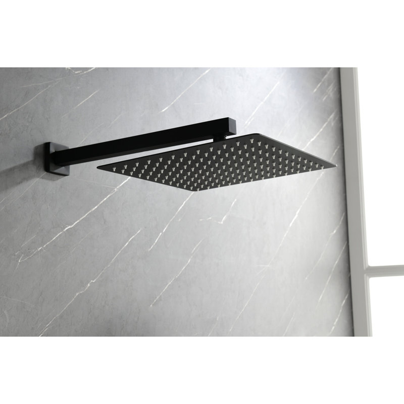 Rust Matte Black Shower System Including Head, Hand Shower, Hose, Valve Trim, Lever Handles, Niche - Easy Installation Process With Superior Quality Components: And Stable
