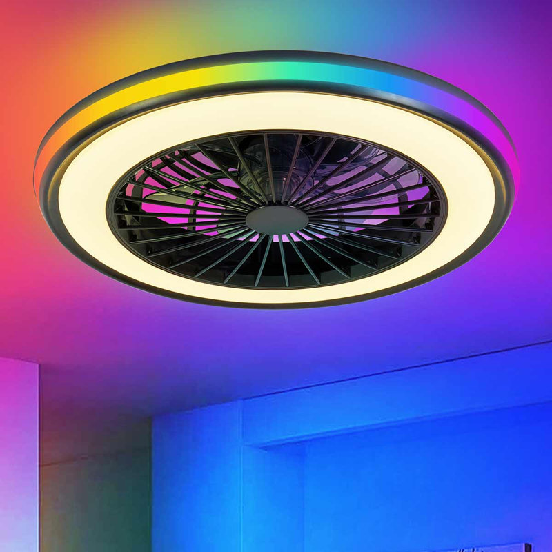 Ventilateur de plafond de 18 pouces avec télécommande RVB, ventilateurs de plafond à DEL intelligents avec télécommande / contrôle d'application