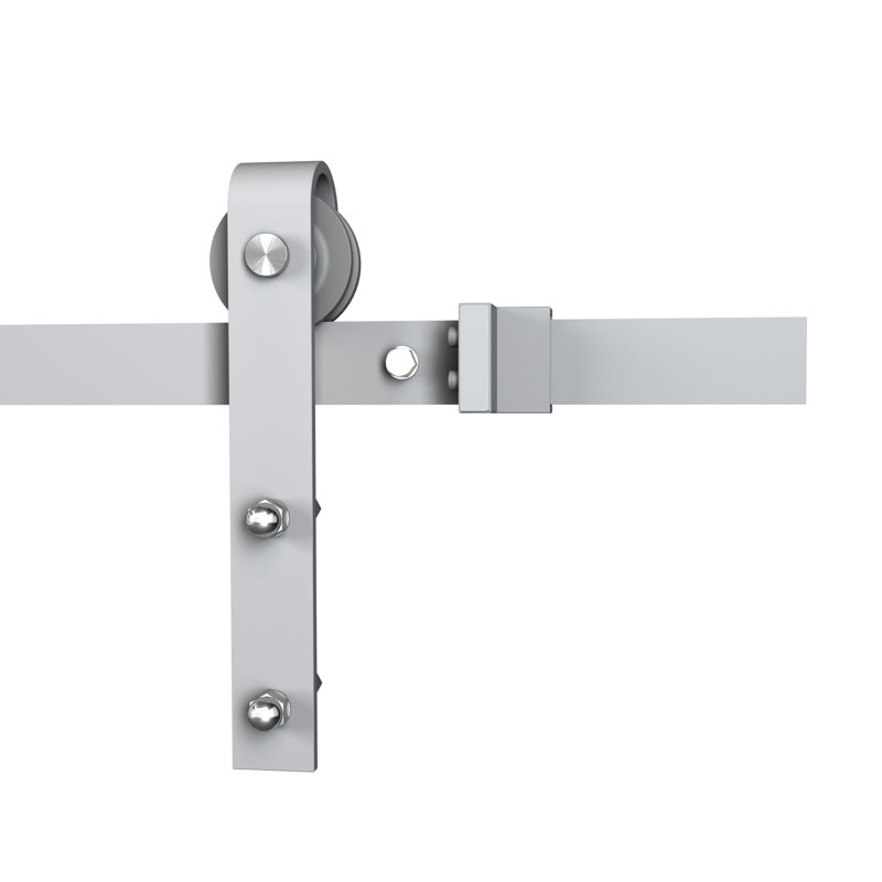 Brushed White Single Door Barn Door Hardware Kit