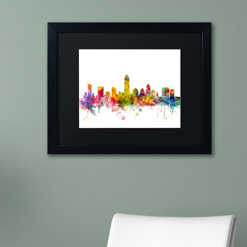 Horizon austin texas, impression encadrée, H 16 po x l 20 po x P 0,5 po, Noir, Cadre noir