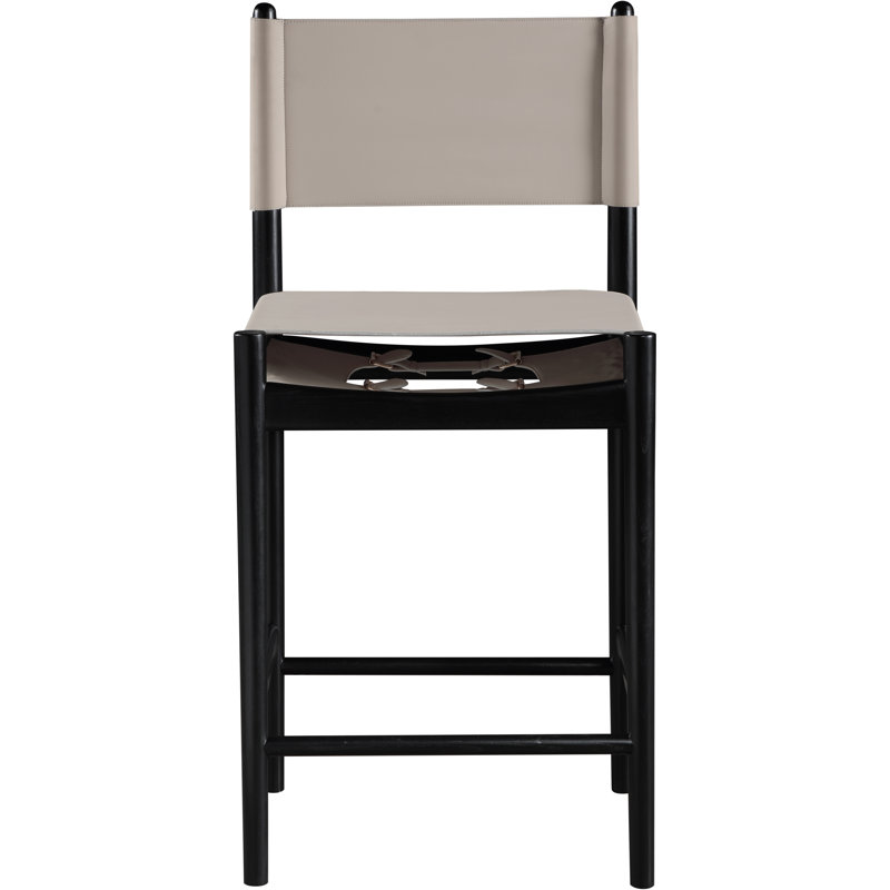 Tabouret de bar Rawlins, Cuir taupe végétalien, Noir