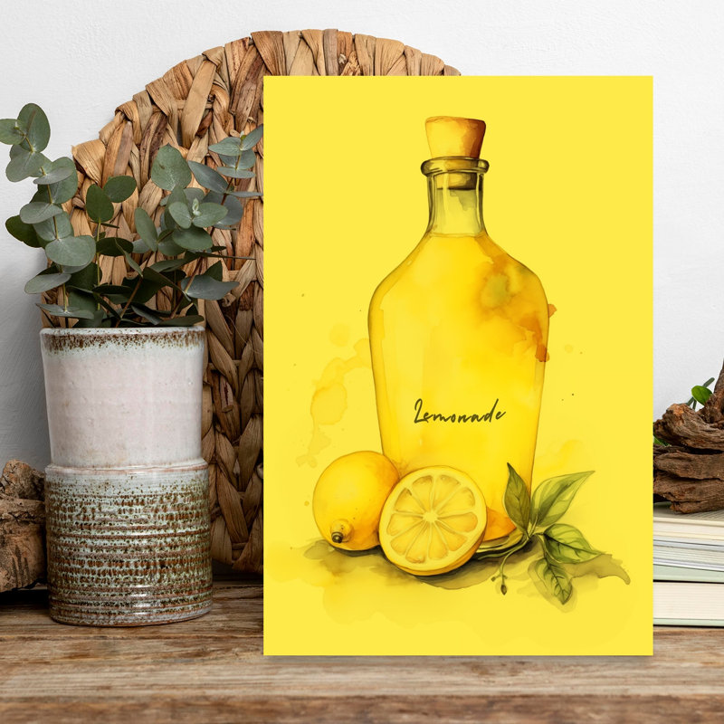 Bouteille de limonade fraîche, art abstrait rustique, fruit abstrait, H 18 po x l 12 po