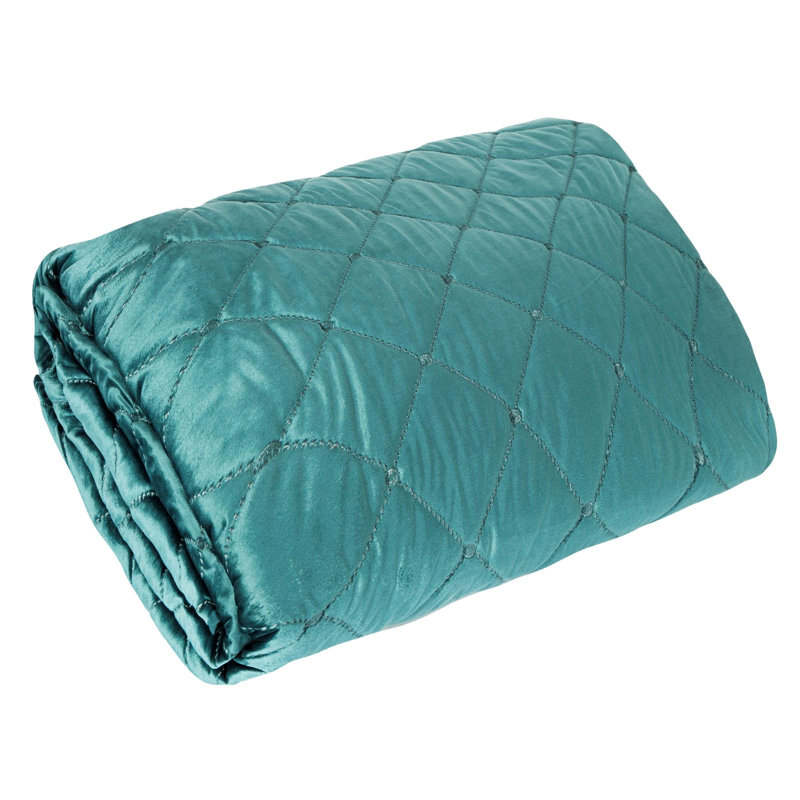 Plumley Polyester Solid Colour Bedspread, Dark Turquoise, W220 x L240cm