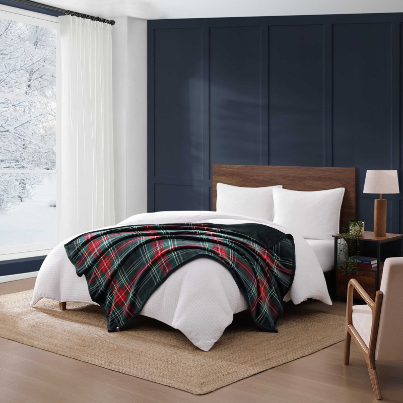 Tommy Hilfiger Devon Tartan Blue Reversible Lush Throw Blanket, Devon Tartan Blue
