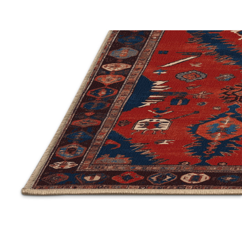 Tapis brun turc lavable à la machine, Carré 5 pi