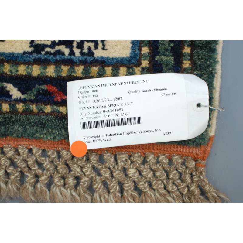 Sevan Wool Southwestern Area Rug in Beige/Green