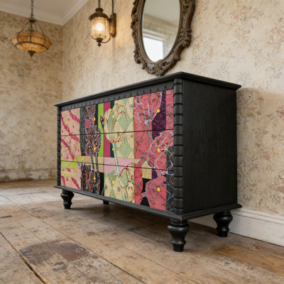 Commode d'entrée Mid-Century en bois massif