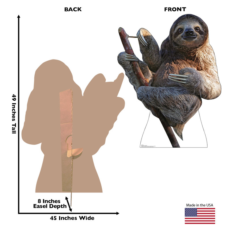48'' Realistic Sloth Cardboard Stand-Up Decor