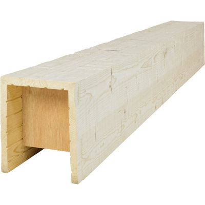 Poutre en bois taillé à la main AmeriCraft, à 3 côtés (poutre en U), l 3 1/2 po x H 3 1/2 po x L 36 po, finition marinée blanchie, pin teinté
