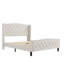Structure de lit moderne en velours pour grand lit - plateforme rembourrée avec tête de lit à oreilles chic, sans bruit, sans sommier tapissier, voie d'assemblage simple (tissu de taille, ressort nécessaire, facile (blanc-43503668