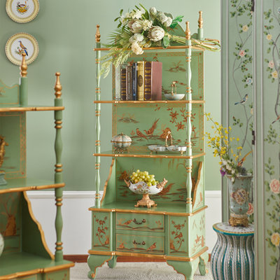 French Retro Green Multi-layer Display Cabinet