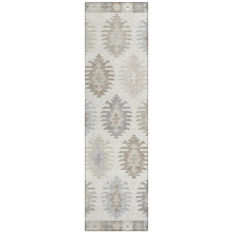 Tapis ivoire en polyester tissé à la machine intérieur / extérieur Chayden Southwestern