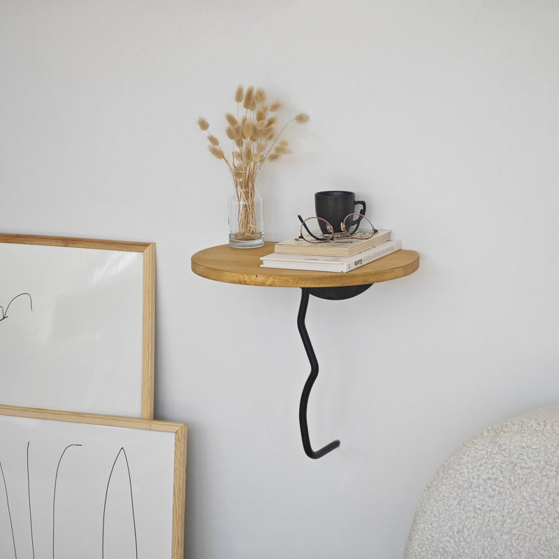 Locelso Wood Floating Shelf, 35cm H x 35cm W x 35cm D, Natural/Black