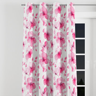 French Country Curtains - Pink Baham Grommet Curtain - 1 Panel