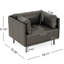 Chaise pratique en similicuir gris 39 po avec pochette de rangement, fabrication pratique en bois massif et acier, pour bureau de chambre à coucher