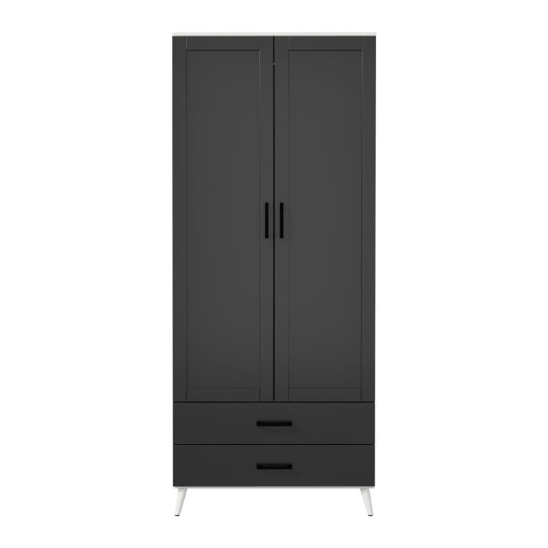 Bosse Solid Wood Wardrobe, White Black