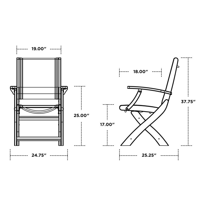 Chaise pliante POLYWOOD Coastal, Siège sable / cadre bleu marine
