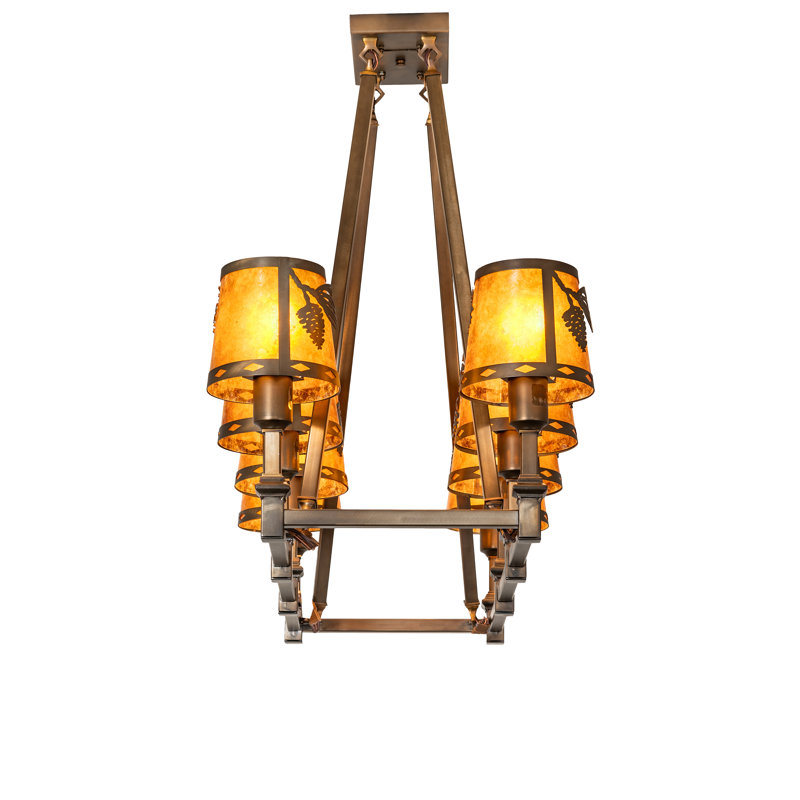 38" Long  8 Light Oblong Chandelier