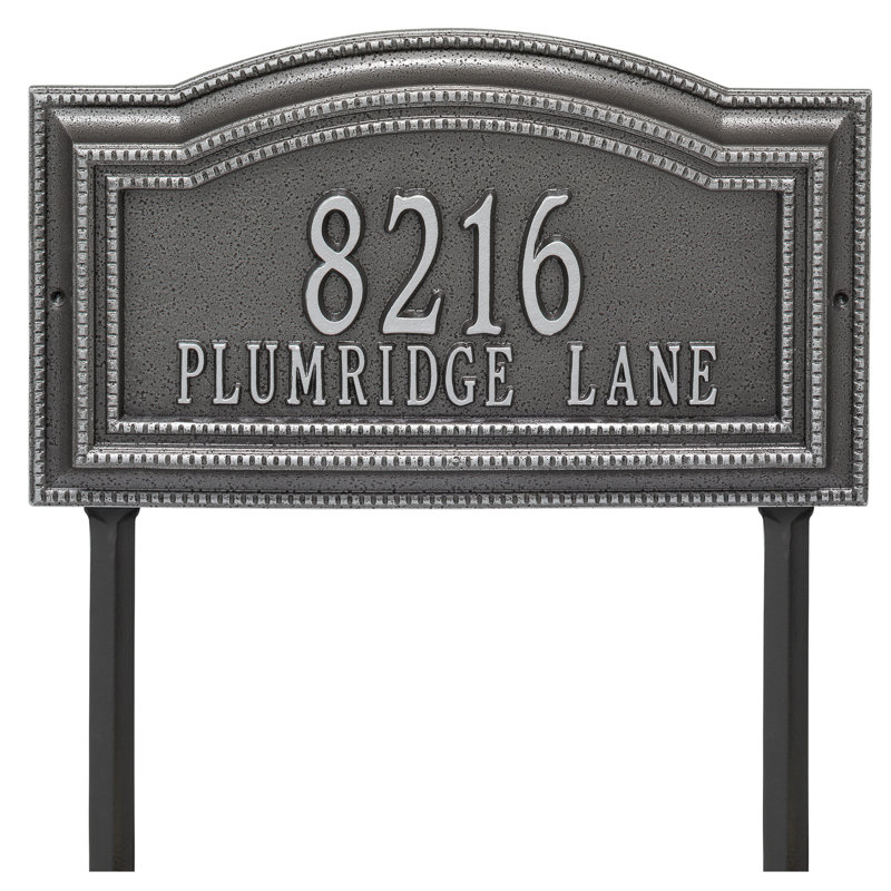 Signature Series 2-Line Lawn Address Sign, Gray, Smoke Gray, Yes