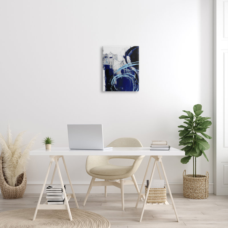 Lively Indigo Blue Abstract Canvas Art, 16 x 20