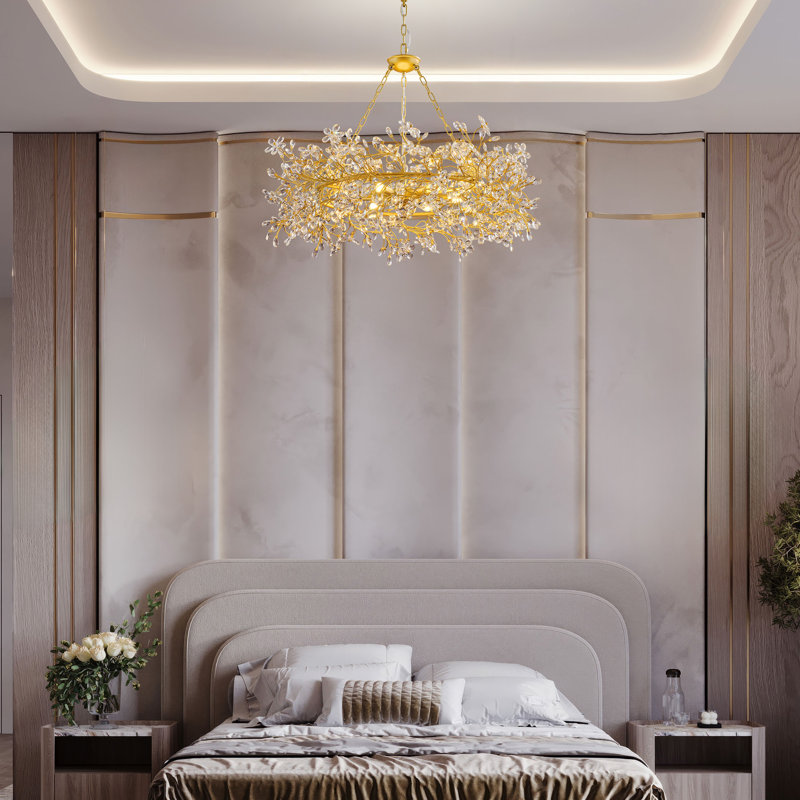 Lustre rond en cristal 39,9 po K9, Laiton