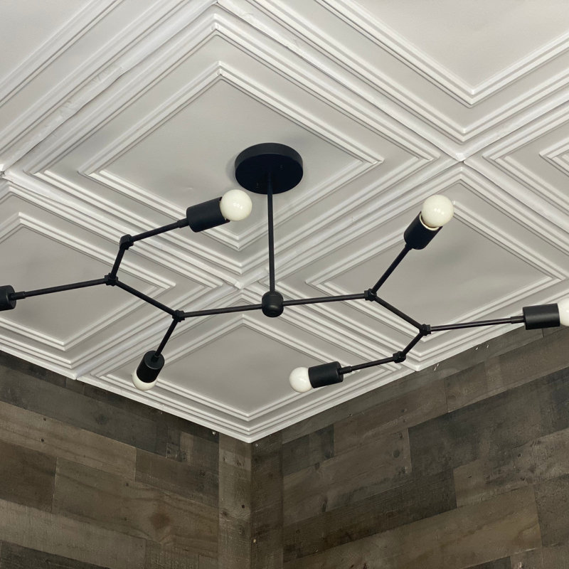 Verdie 6 - Light Dimmable Sputnik Modern Linear Chandelier, Matte Black