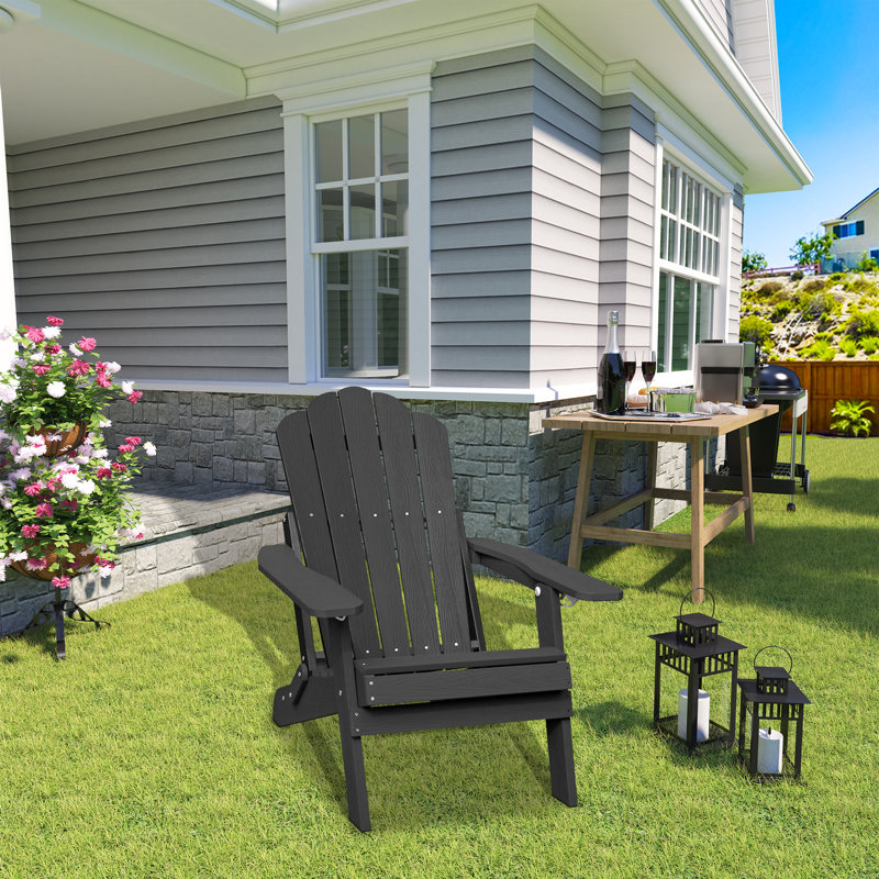Alexander Foldable Outdoor Adirondack Chair, Black