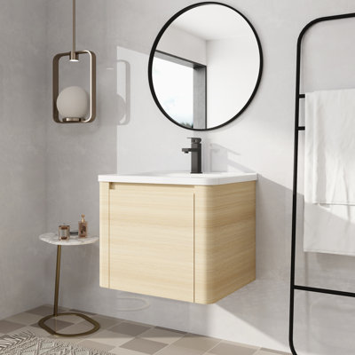 24" Wall Mounted Single Bathroom Vanity with Ceramic Top