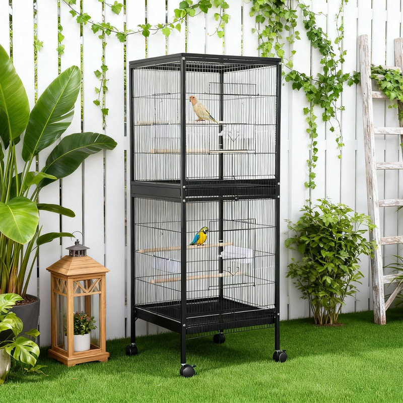Cage de vol mobile 55 po 2 en 1 pour perruches, cacahuètes et conures