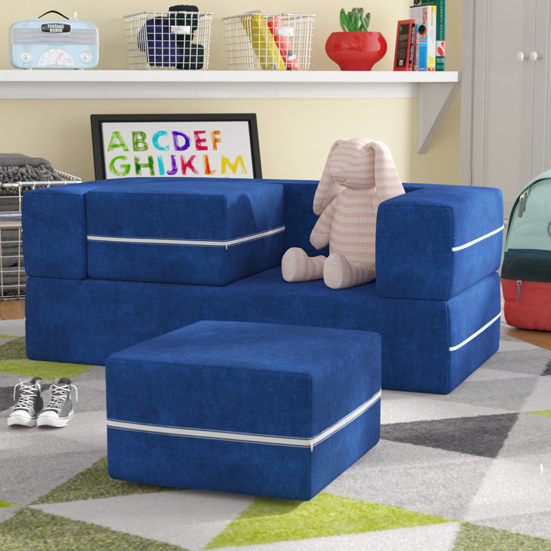 Causeuse modulaire et repose-pieds pliable pour enfants Altermease Zipline, Bleuet