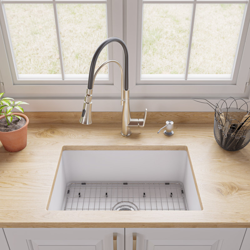 26.75'' L Single Bowl Fireclay Kitchen Sink, White