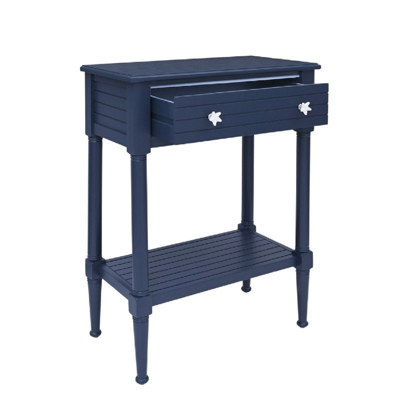 Barras Solid Wood Top End Table with Storage, Blue