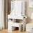 Small Space Left Drawer Desktop Vanity Table + Cushioned Stool, 2 AC+2 USB Power Station-277867221