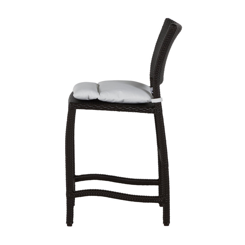 Skye 30" Patio Bar Stool with Cushion, Oyster, Dove Sunbrella® Linen, Welt