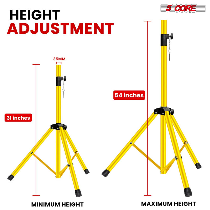  Paire de supports pour haut-parleurs à hauteur réglable 54 po, Jaune