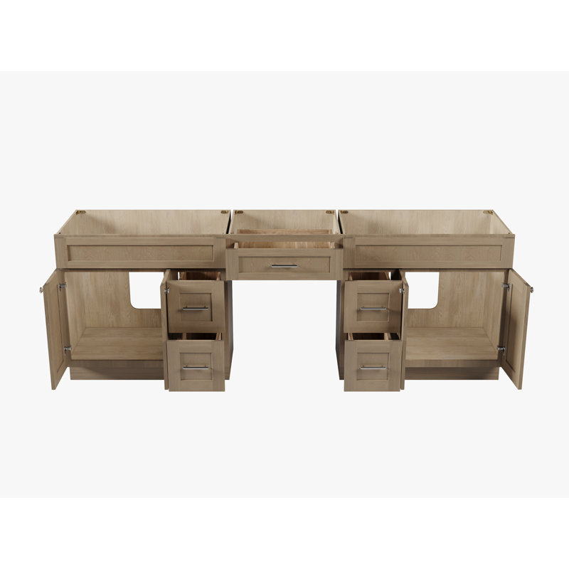 Ensemble de meuble-lavabo double 96 po Disar, Chêne naturel