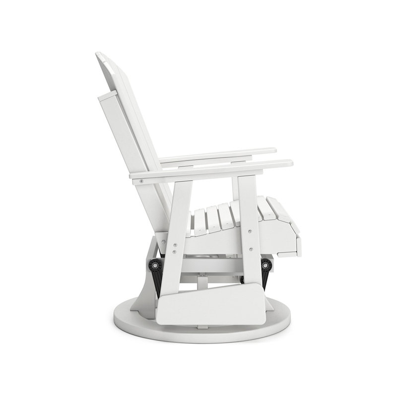 White HDPE Adirondack Outdoor Swivel Glider Chair