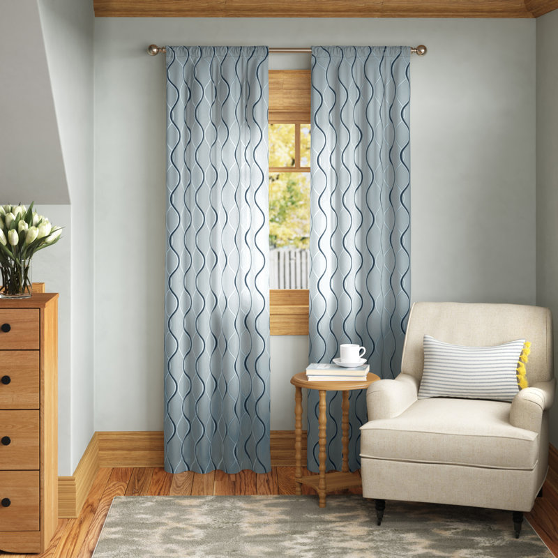 Panneau de rideau simple semi-diaphane à motif géométrique avec passe-tringle Cloyed, Gris, l 50 po x L 84 po